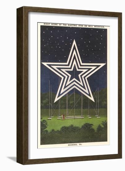 Lighted Star, Mill Mountain, Roanoke, Virginia-null-Framed Art Print