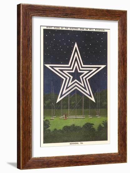 Lighted Star, Mill Mountain, Roanoke, Virginia-null-Framed Art Print