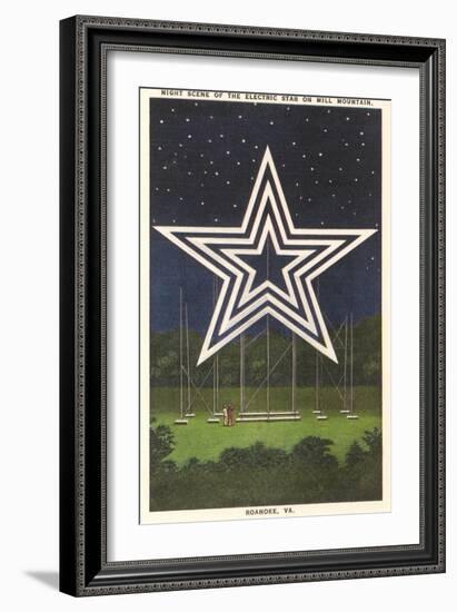 Lighted Star, Mill Mountain, Roanoke, Virginia-null-Framed Art Print