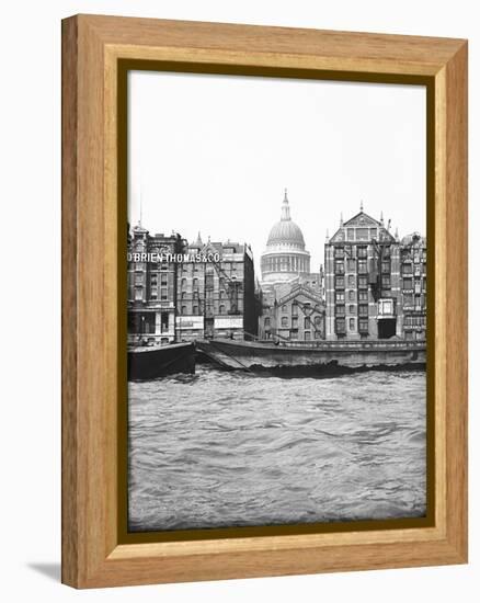 Lighters Passing St Paul's Wharf with St Paul's Cathedral in the Background, London, C1905-null-Framed Premier Image Canvas