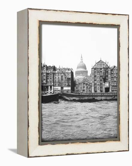 Lighters Passing St Paul's Wharf with St Paul's Cathedral in the Background, London, C1905-null-Framed Premier Image Canvas