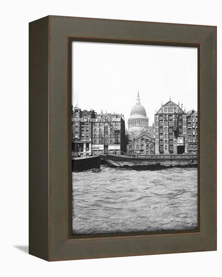 Lighters Passing St Paul's Wharf with St Paul's Cathedral in the Background, London, C1905-null-Framed Premier Image Canvas