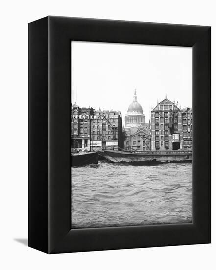 Lighters Passing St Paul's Wharf with St Paul's Cathedral in the Background, London, C1905-null-Framed Premier Image Canvas