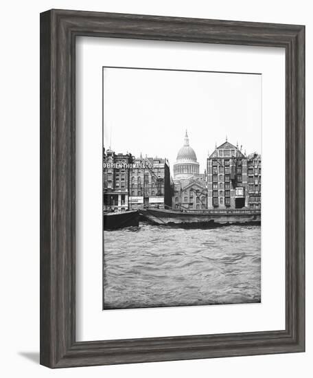 Lighters Passing St Paul's Wharf with St Paul's Cathedral in the Background, London, C1905-null-Framed Photographic Print