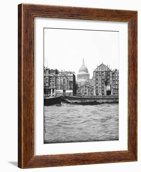 Lighters Passing St Paul's Wharf with St Paul's Cathedral in the Background, London, C1905-null-Framed Photographic Print