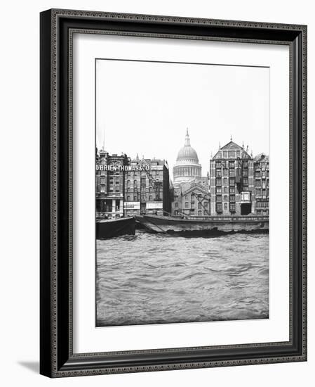 Lighters Passing St Paul's Wharf with St Paul's Cathedral in the Background, London, C1905-null-Framed Photographic Print