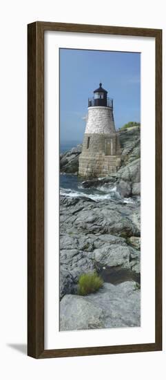 Lighthouse Along the Sea, Castle Hill Lighthouse, Narraganset Bay, Newport, Rhode Island, USA-null-Framed Photographic Print