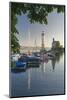 Lighthouse and Bavarian Lion at the port at sunset, Lindau, Lake Constance, Bavaria, Germany, Europ-Markus Lange-Mounted Photographic Print