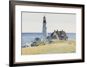 Lighthouse and Buildings, Portland Head, 1927-Edward Hopper-Framed Art Print