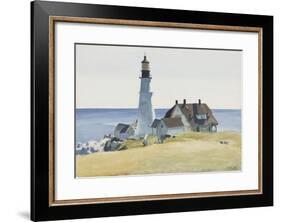 Lighthouse and Buildings, Portland Head, 1927-Edward Hopper-Framed Art Print