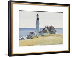 Lighthouse and Buildings, Portland Head, 1927-Edward Hopper-Framed Art Print
