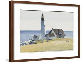 Lighthouse and Buildings, Portland Head, 1927-Edward Hopper-Framed Art Print