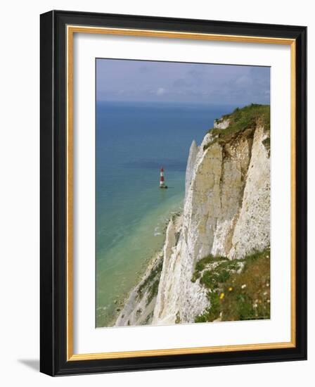 Lighthouse and Chalk Cliffs at Beachy Head, Near Eastbourne, East Sussex, England, UK-Philip Craven-Framed Photographic Print