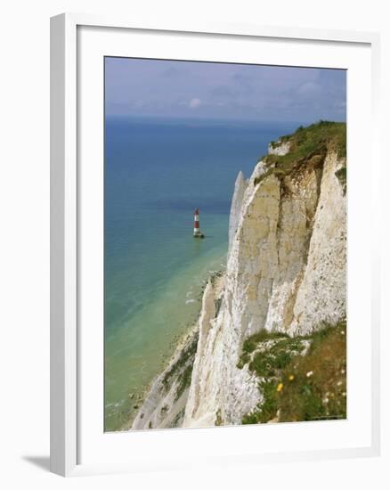 Lighthouse and Chalk Cliffs at Beachy Head, Near Eastbourne, East Sussex, England, UK-Philip Craven-Framed Photographic Print