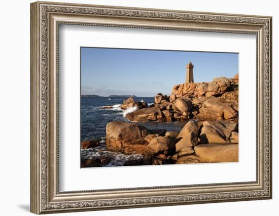 Lighthouse and Pink Rocks at Sunset, Cote De Granit Rose-Stuart Black-Framed Photographic Print