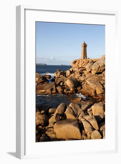 Lighthouse and Pink Rocks at Sunset, Cote De Granit Rose-Stuart Black-Framed Photographic Print