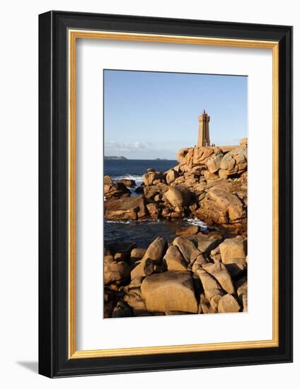 Lighthouse and Pink Rocks at Sunset, Cote De Granit Rose-Stuart Black-Framed Photographic Print