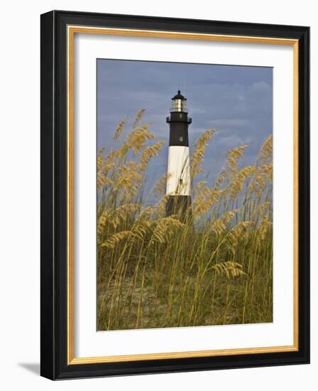 Lighthouse and Seaoats in Early Mooring, Tybee Island, Georgia, USA-Joanne Wells-Framed Photographic Print