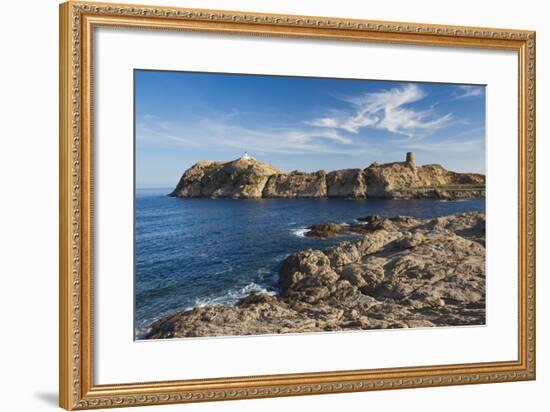Lighthouse and Tower, Ile De La Pietra, Ile Rousse, Corsica, France-Walter Bibikow-Framed Photographic Print