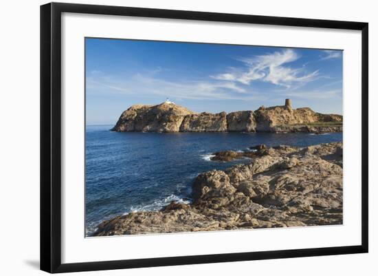 Lighthouse and Tower, Ile De La Pietra, Ile Rousse, Corsica, France-Walter Bibikow-Framed Photographic Print