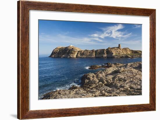 Lighthouse and Tower, Ile De La Pietra, Ile Rousse, Corsica, France-Walter Bibikow-Framed Photographic Print