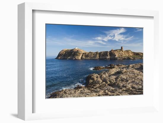 Lighthouse and Tower, Ile De La Pietra, Ile Rousse, Corsica, France-Walter Bibikow-Framed Photographic Print