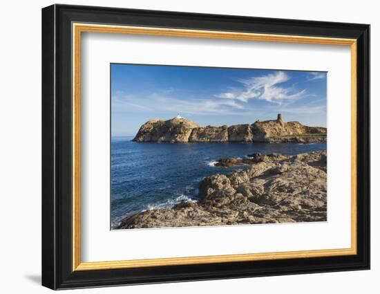 Lighthouse and Tower, Ile De La Pietra, Ile Rousse, Corsica, France-Walter Bibikow-Framed Photographic Print