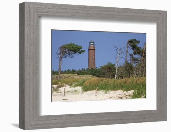 Lighthouse and Windswept Trees - Darsser Ort on the Darss Peninsula-Uwe Steffens-Framed Photographic Print