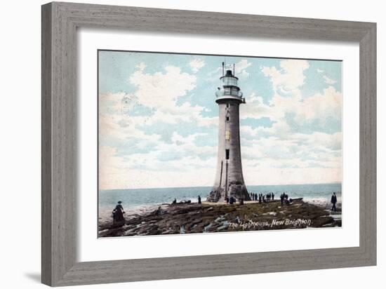 Lighthouse at New Brighton, Wirral, Merseyside, 1904-null-Framed Giclee Print