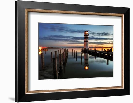 Lighthouse At Night-TomasSereda-Framed Photographic Print