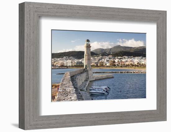 Lighthouse at Old Venetian Harbour, Rethymno (Rethymnon), Crete, Greek Islands, Greece, Europe-Markus Lange-Framed Photographic Print