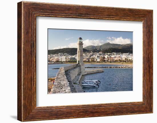 Lighthouse at Old Venetian Harbour, Rethymno (Rethymnon), Crete, Greek Islands, Greece, Europe-Markus Lange-Framed Photographic Print