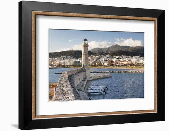 Lighthouse at Old Venetian Harbour, Rethymno (Rethymnon), Crete, Greek Islands, Greece, Europe-Markus Lange-Framed Photographic Print