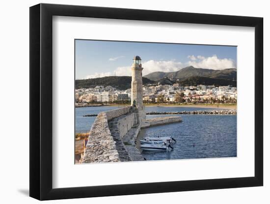 Lighthouse at Old Venetian Harbour, Rethymno (Rethymnon), Crete, Greek Islands, Greece, Europe-Markus Lange-Framed Photographic Print