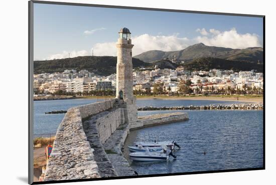 Lighthouse at Old Venetian Harbour, Rethymno (Rethymnon), Crete, Greek Islands, Greece, Europe-Markus Lange-Mounted Photographic Print