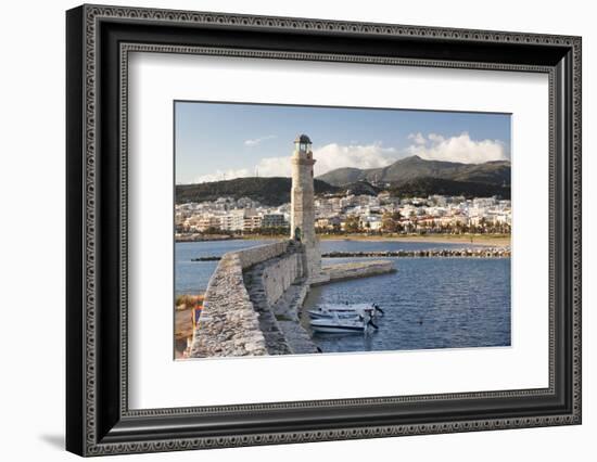 Lighthouse at Old Venetian Harbour, Rethymno (Rethymnon), Crete, Greek Islands, Greece, Europe-Markus Lange-Framed Photographic Print