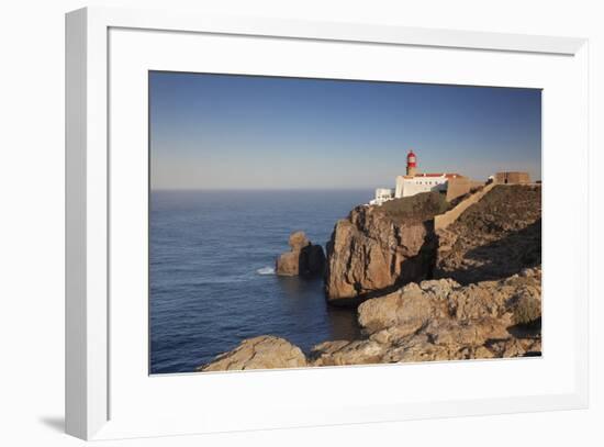 Lighthouse at sunrise, Cabo de Sao Vicente, Sagres, Algarve, Portugal, Europe-Markus Lange-Framed Photographic Print