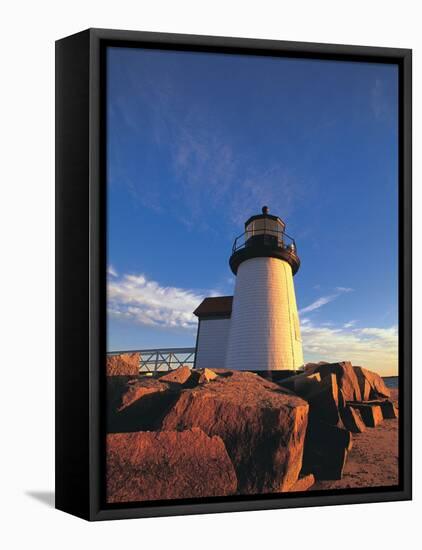 Lighthouse at Sunrise, Nantucket, MA-Walter Bibikow-Framed Premier Image Canvas