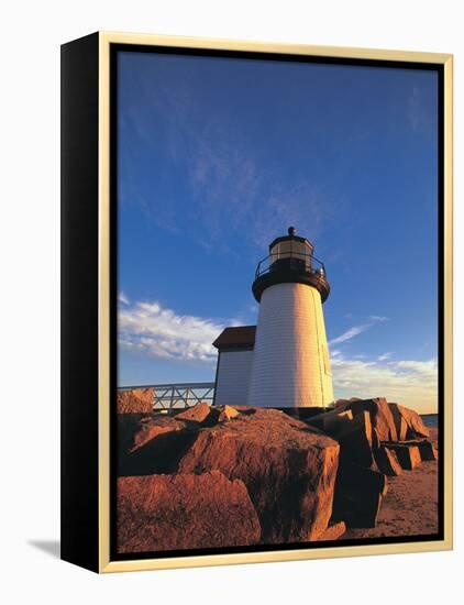 Lighthouse at Sunrise, Nantucket, MA-Walter Bibikow-Framed Premier Image Canvas