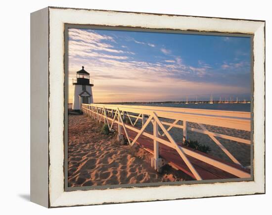 Lighthouse at Sunrise, Nantucket, MA-Walter Bibikow-Framed Premier Image Canvas