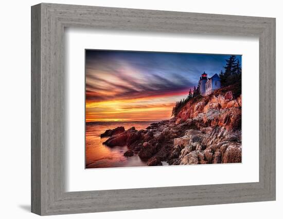 Lighthouse At Sunset, Bass Harbor, Mai-George Oze-Framed Photographic Print