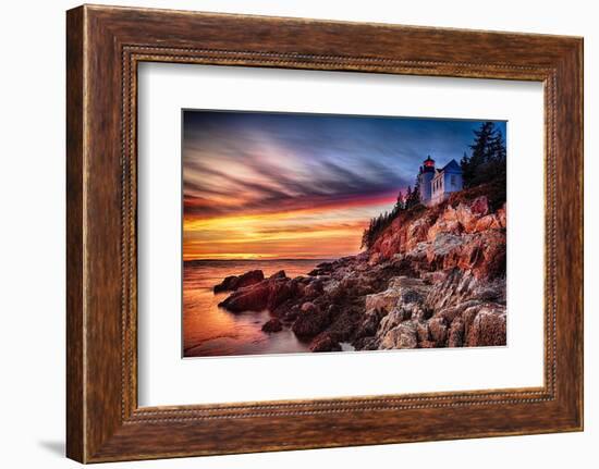 Lighthouse At Sunset, Bass Harbor, Mai-George Oze-Framed Photographic Print