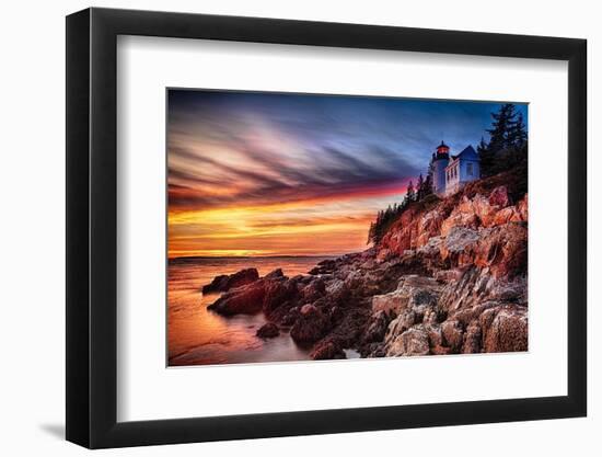 Lighthouse At Sunset, Bass Harbor, Mai-George Oze-Framed Photographic Print