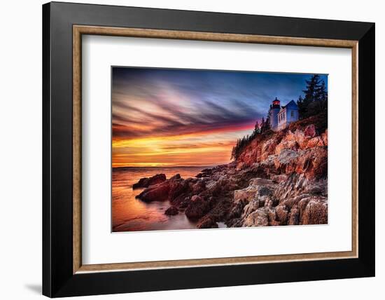 Lighthouse At Sunset, Bass Harbor, Mai-George Oze-Framed Photographic Print