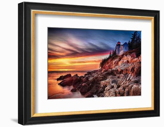 Lighthouse At Sunset, Bass Harbor, Mai-George Oze-Framed Photographic Print