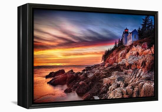 Lighthouse At Sunset, Bass Harbor, Mai-George Oze-Framed Premier Image Canvas