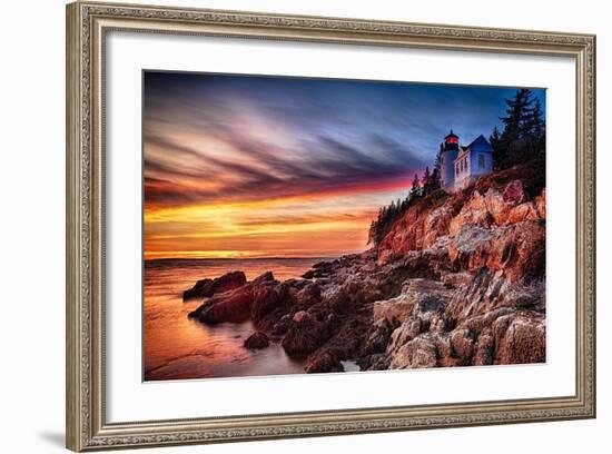 Lighthouse At Sunset, Bass Harbor, Mai-George Oze-Framed Photographic Print