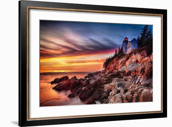 Lighthouse At Sunset, Bass Harbor, Mai-George Oze-Framed Photographic Print