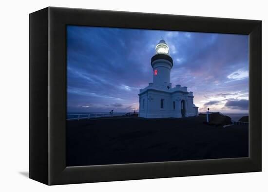 Lighthouse at sunset, Cape Byron Lighthouse, Cape Byron, New South Wales, Australia-Panoramic Images-Framed Premier Image Canvas