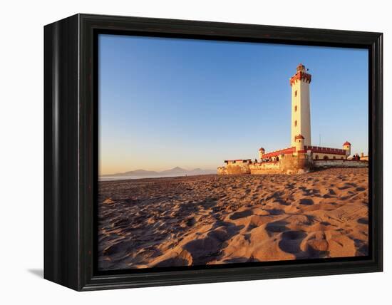 Lighthouse at sunset, La Serena, Coquimbo Region, Chile, South America-Karol Kozlowski-Framed Premier Image Canvas